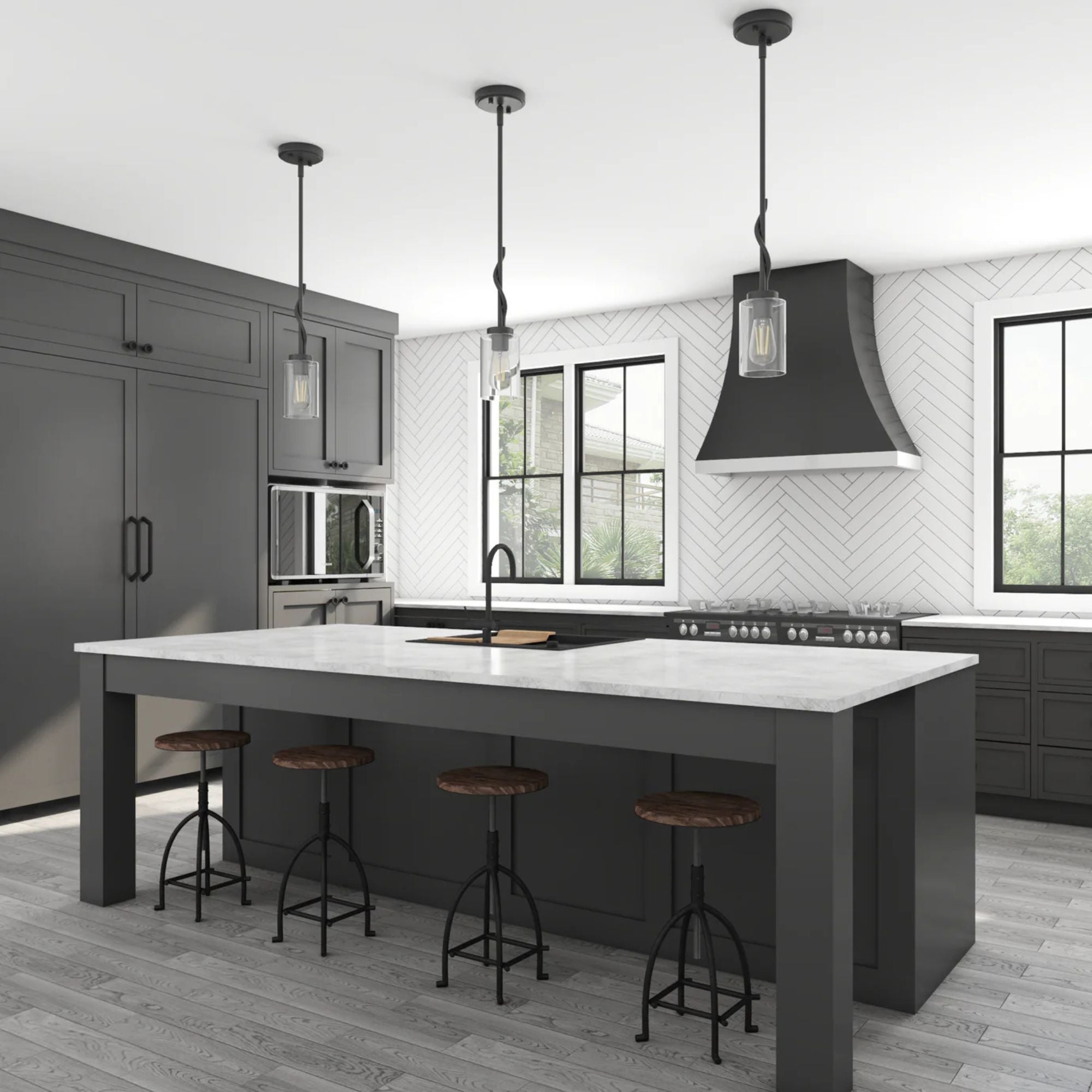 Prominence Home Lantier 1-Light Mini Pendant with Clear Glass, Matte Black - VMInnovations