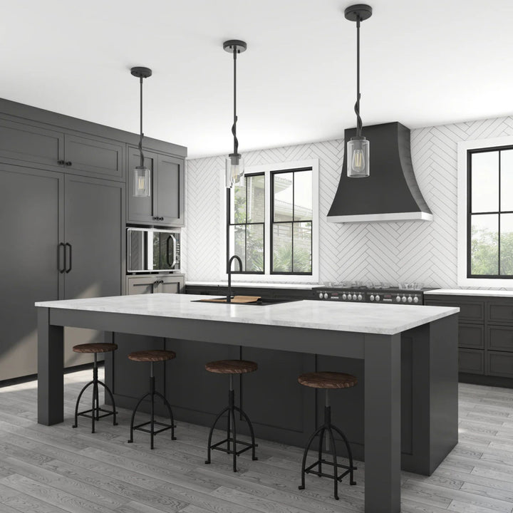 Prominence Home Lantier 1-Light Mini Pendant with Clear Glass, Matte Black - VMInnovations