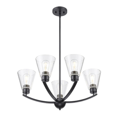 Prominence Home Fairendale 5-Light Chandelier with Clear Glass, Matte Black - VMInnovations