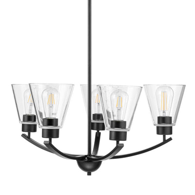 Prominence Home Fairendale 5-Light Chandelier with Clear Glass, Matte Black - VMInnovations