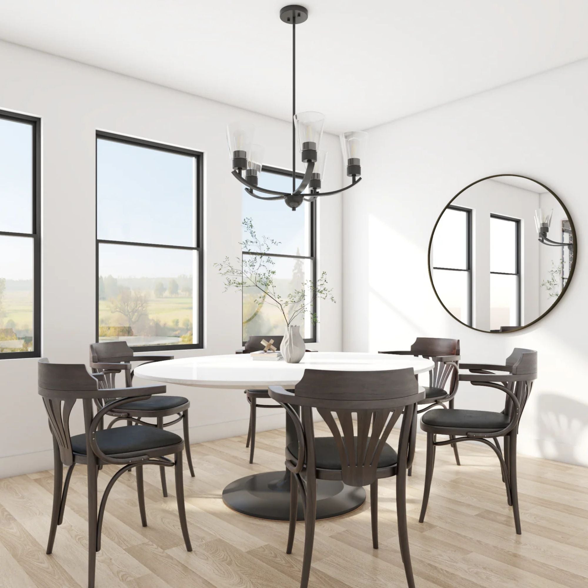 Prominence Home Fairendale 5-Light Chandelier with Clear Glass, Matte Black - VMInnovations