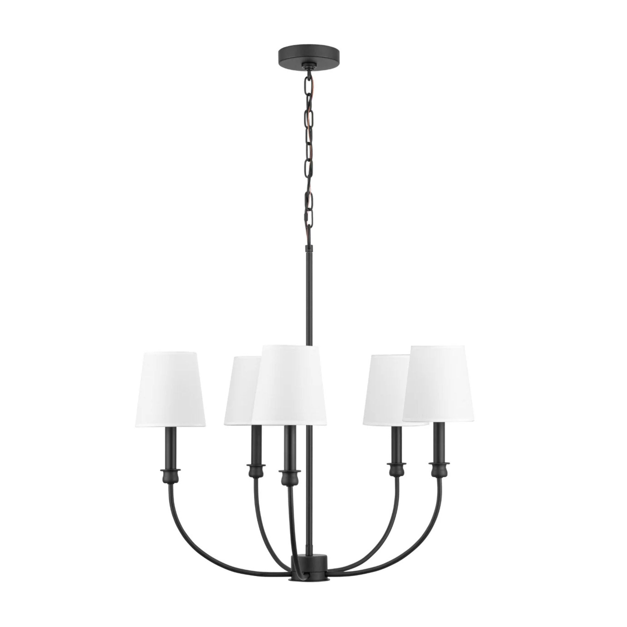 Prominence Home Billet 5-Light Chandelier with Fabric Shades, Matte Black - VMInnovations