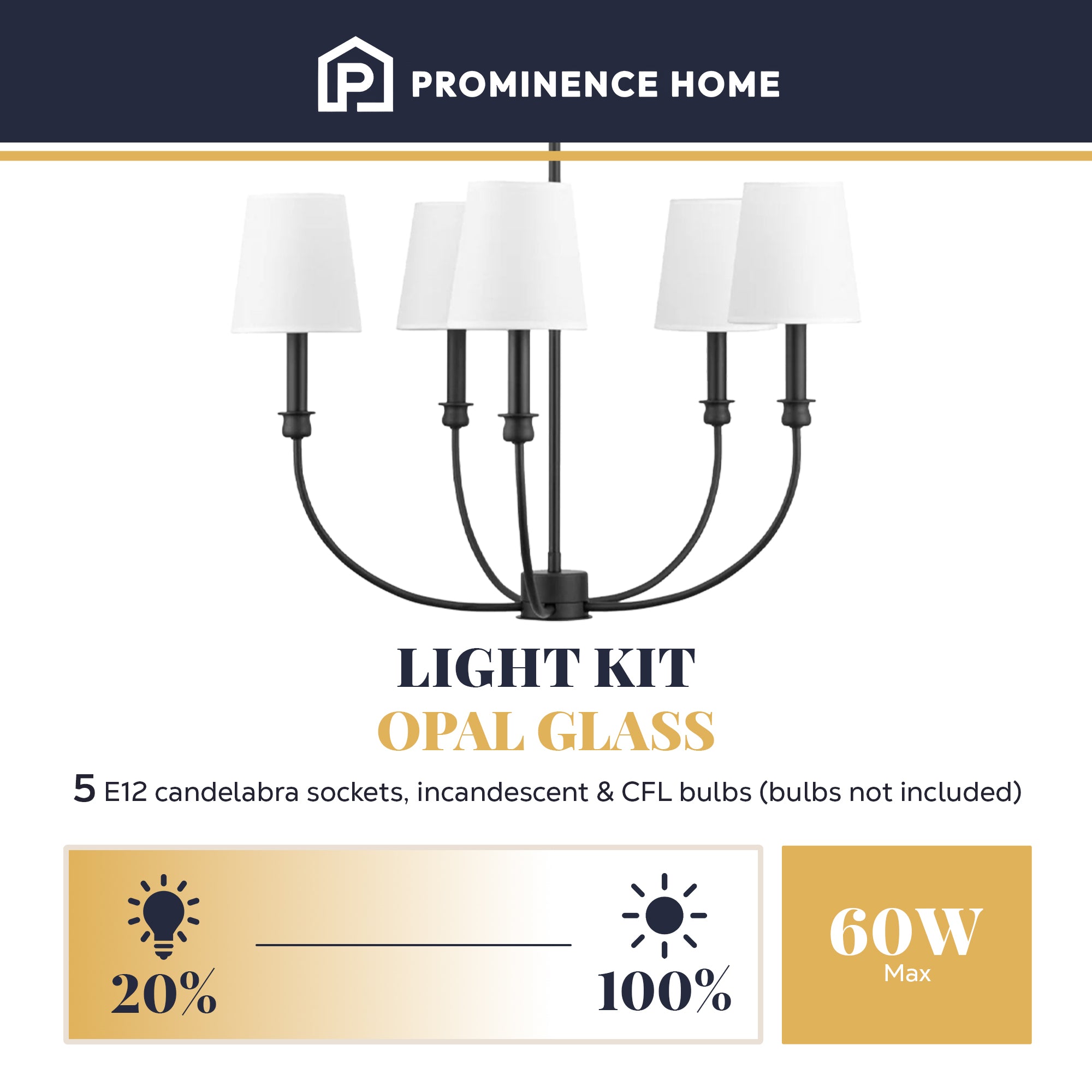 Prominence Home Billet 5-Light Chandelier with Fabric Shades, Matte Black - VMInnovations