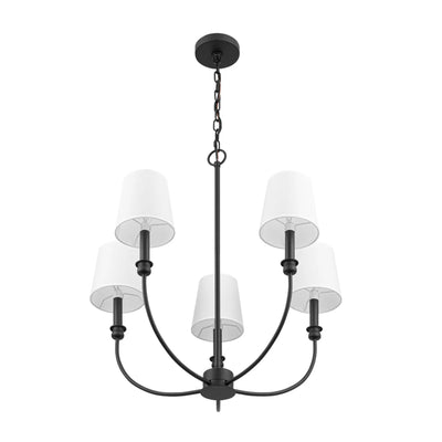 Prominence Home Billet 5-Light Chandelier with Fabric Shades, Matte Black - VMInnovations