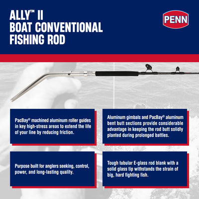 Penn Ally II Straight Butt Conventional Boat Rod, 6 Feet, Loads Up To 130 Pounds - VMInnovations