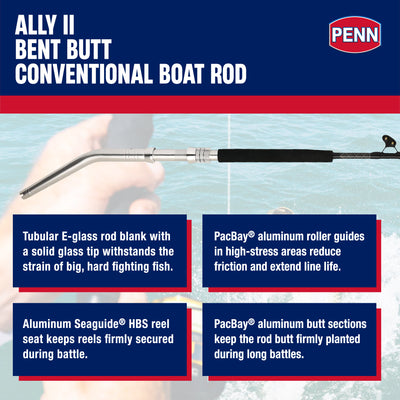 Penn Ally II Straight Butt Conventional Boat Rod, 6 Feet, Loads Up To 80 Pounds - VMInnovations
