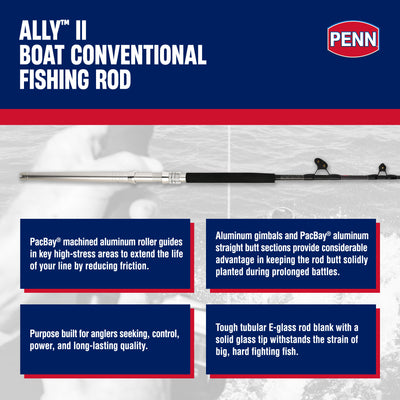 Penn Ally II Straight Butt Conventional Boat Rod, 6ft, Loads 130lbs (Open Box) - VMInnovations
