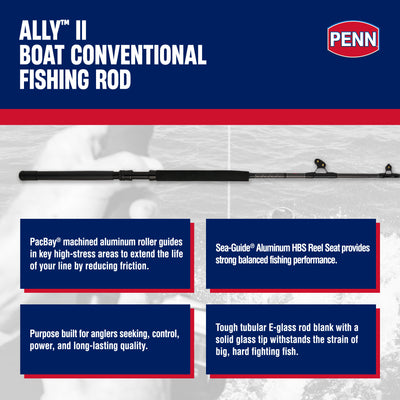 Penn Ally II Straight Butt Conventional Boat Rod, 6 Feet, Loads Up To 80 Pounds - VMInnovations
