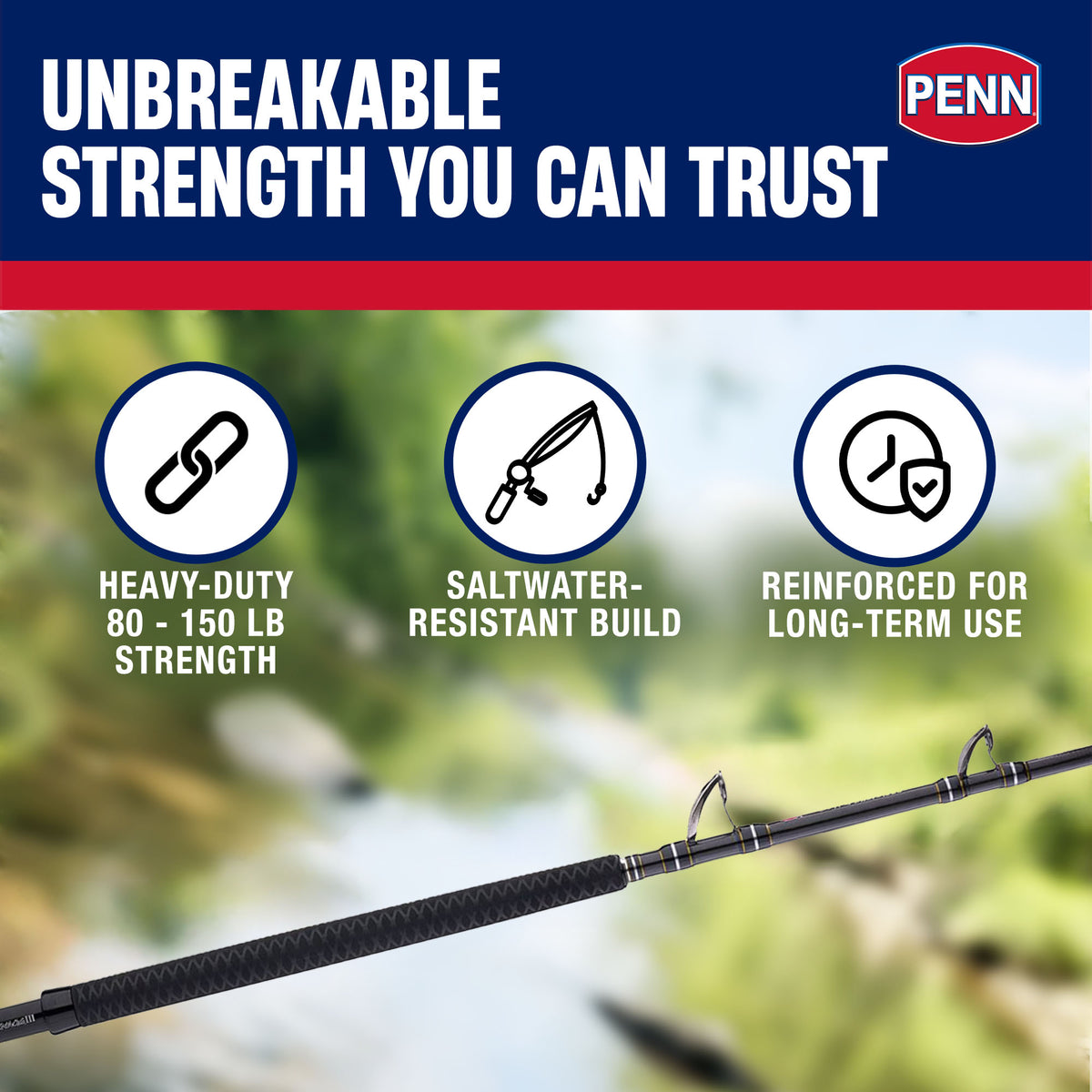 PENN Carnage III West Coast Boat Conventional Rod, 7'6" Fishing Pole, (Open Box)