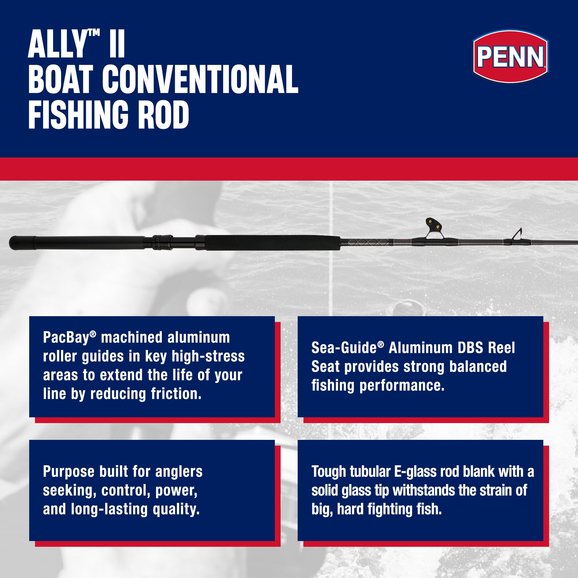 Penn Ally II Straight Butt Boat Rod, 6 Ft, Loads Up To 50 lbs (Open Box)