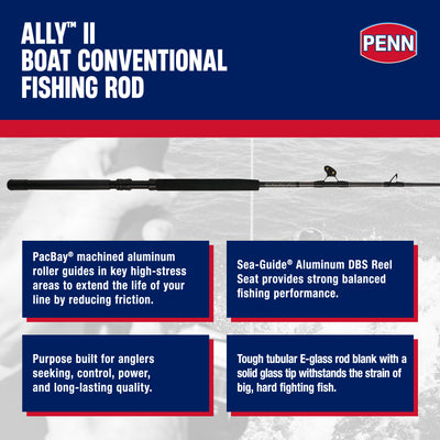 Penn Ally II Straight Butt Boat Rod, 6 Ft, Loads Up To 50 lbs (Open Box)