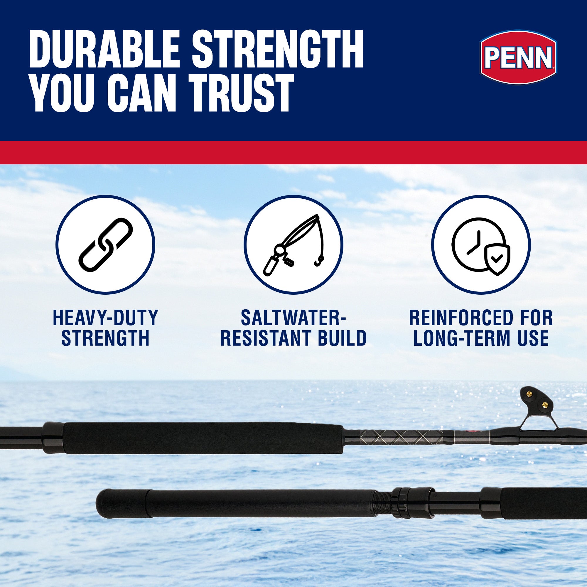 Penn Ally II Straight Butt Boat Rod, 6 Ft, Loads Up To 50 lbs (Open Box)
