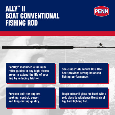 Penn Ally II Straight Butt Conventional Boat Rod, 6 Feet, Loads Up To 40 Pounds - VMInnovations