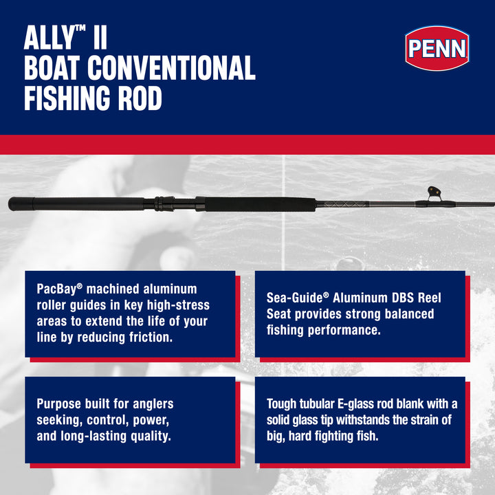Penn Ally II Straight Butt Conventional Boat Rod, 6 Feet, Loads Up To 40 Pounds - VMInnovations