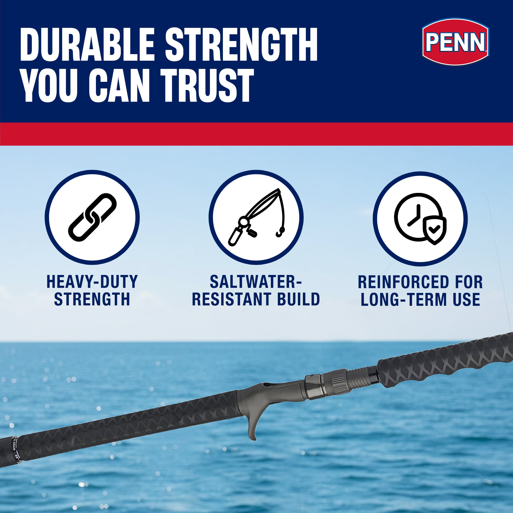 PENN Carnage III Conventional Jigging Rod, 6'2" Pole, Heavy Power (Open Box)