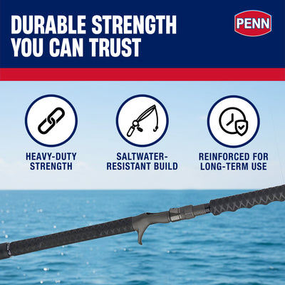PENN Carnage III Conventional Jigging Rod, 6'2" Pole, Heavy Power (Open Box)
