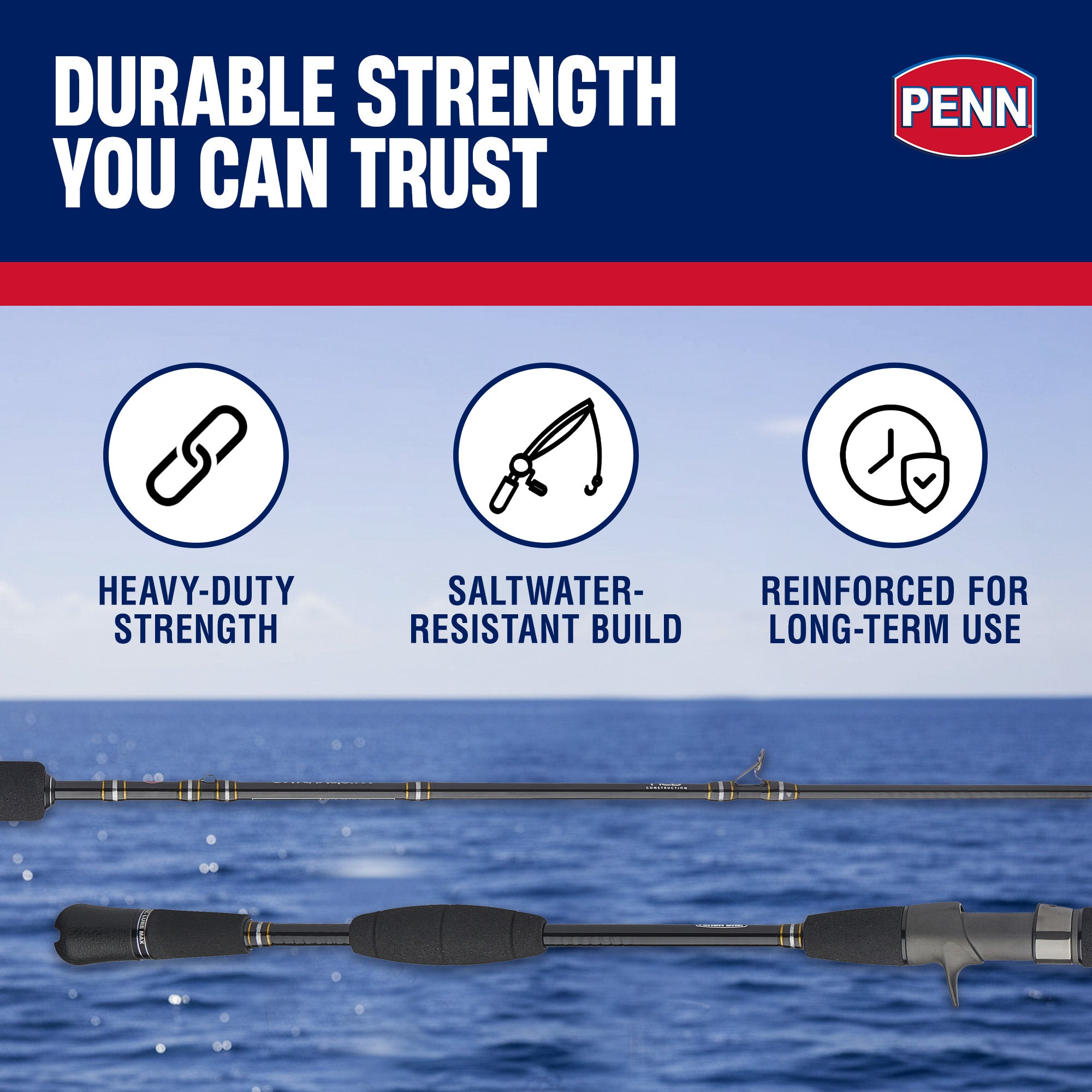PENN Carnage III Conventional Slow Pitch Rod, 6'8" Fishing Pole (Open Box)