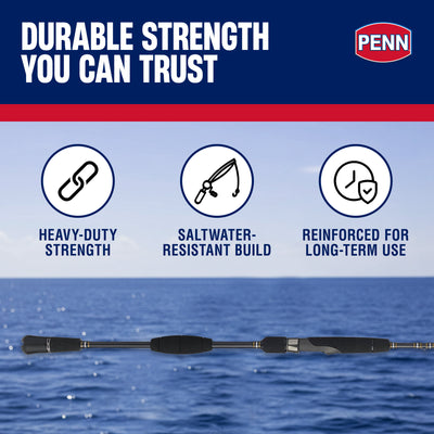 PENN Carnage III Slow Pitch Spinning Rod, 6'8" Fishing Pole, Md Heavy(Open Box)