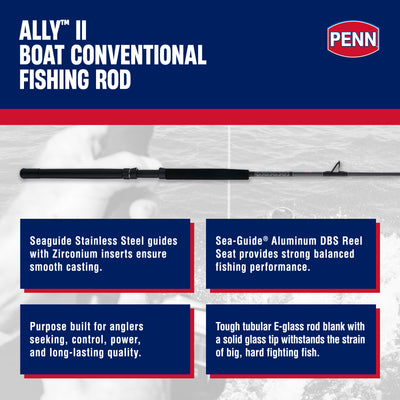 Penn Ally II Turbo Slick Butt Conventional Boat Rod, 6', Loads To 80 lb.(Used)