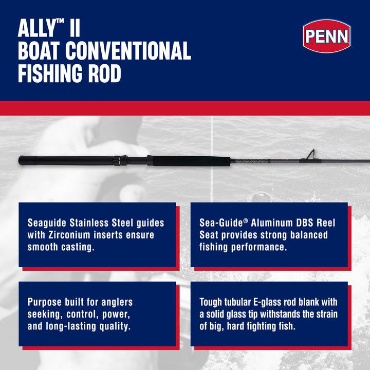 Penn Ally II Turbo Slick Butt Conventional Boat Rod, 6', Loads To 80 lb.(Used) - VMInnovations