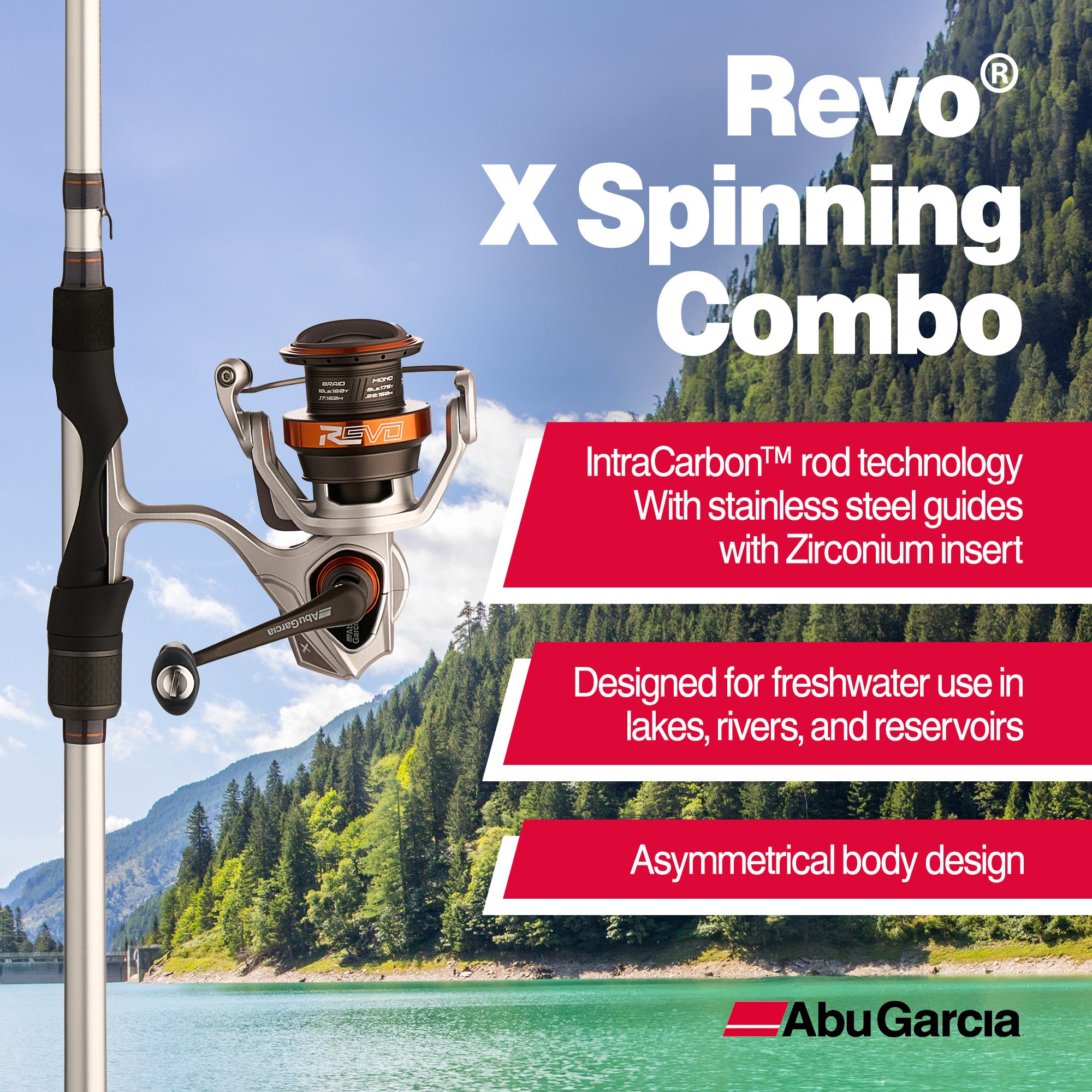 Abu Garcia Reel & Fishing Rod, Revo X Spinning Combo 7' Fishing Pole, Medium - VMInnovations