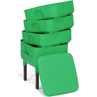 FCMP Outdoor Essential Living Worm Composter Bin, 4-Tray Indoor System, Green - VMInnovations