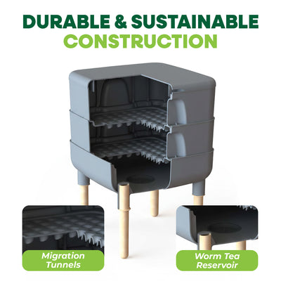 FCMP Outdoor Essential Living Worm Composter Bin, 4-Tray Indoor System(Open Box)