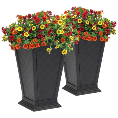 FCMP Outdoor Modemmo Self-Watering Planter, Argyle Pattern, Black, Set of 2 - VMInnovations