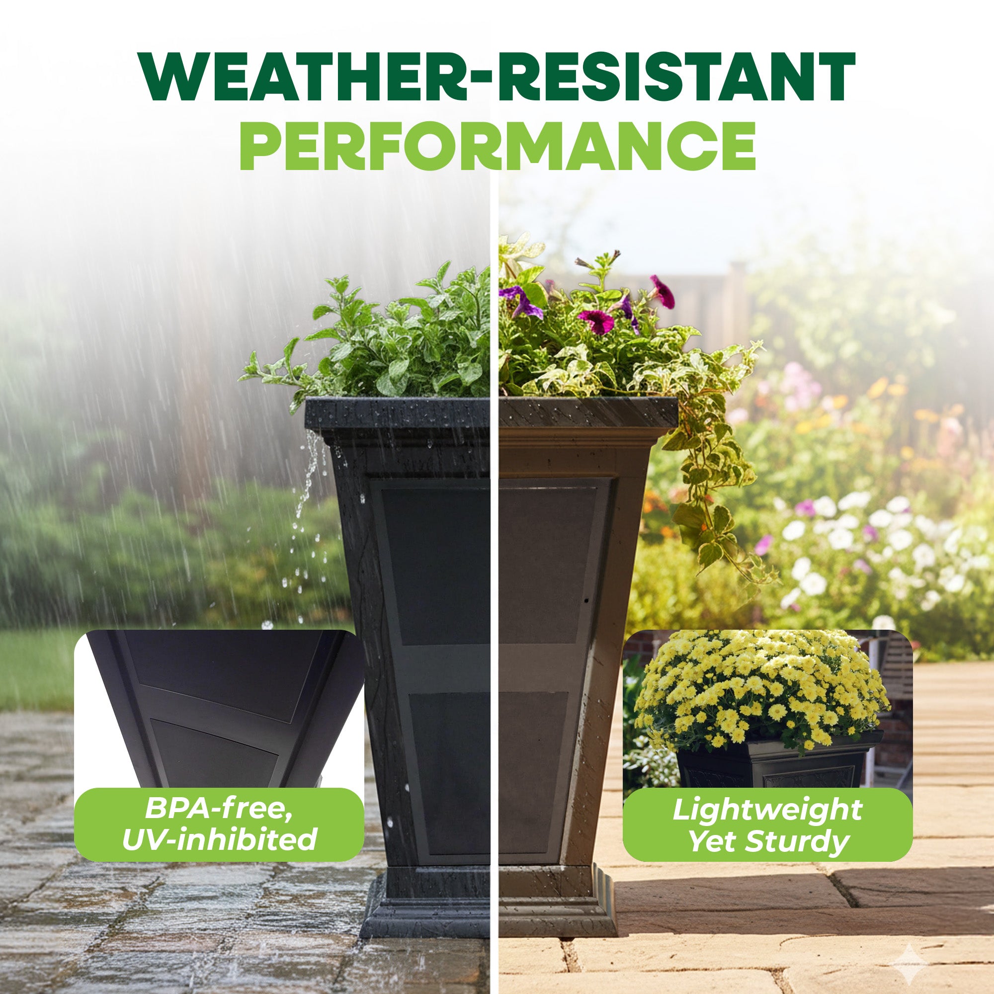 FCMP Outdoor Modemmo Self-Watering Planter, Chelsea Pattern, Black, (Open Box)