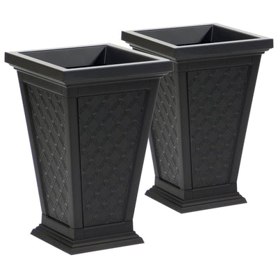 FCMP Outdoor Modemmo Self-Watering Planter, Casablanca Pattern, Black, Set of 2 - VMInnovations
