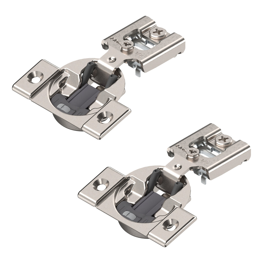 Blum COMPACT BLUMOTION Hinge (2 Pack), 1/2" Overlay, 105° Opening Angle, Steel, Integrated Soft-Close Hinges for Face Frame Cabinets