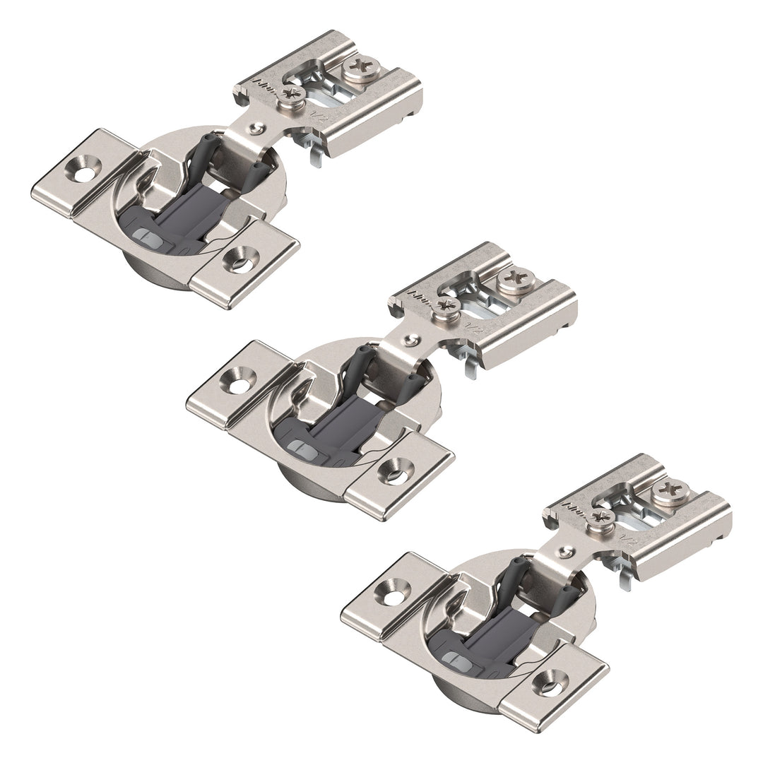 Blum COMPACT BLUMOTION Hinge (3 Pack), 1/2" Overlay, 105° Opening Angle, Steel, Integrated Soft-Close Hinges for Face Frame Cabinets