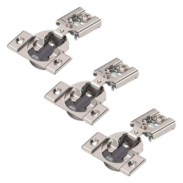 Blum COMPACT BLUMOTION Hinge (3 Pack), 1/2" Overlay, 105° Opening Angle, Steel, Integrated Soft-Close Hinges for Face Frame Cabinets