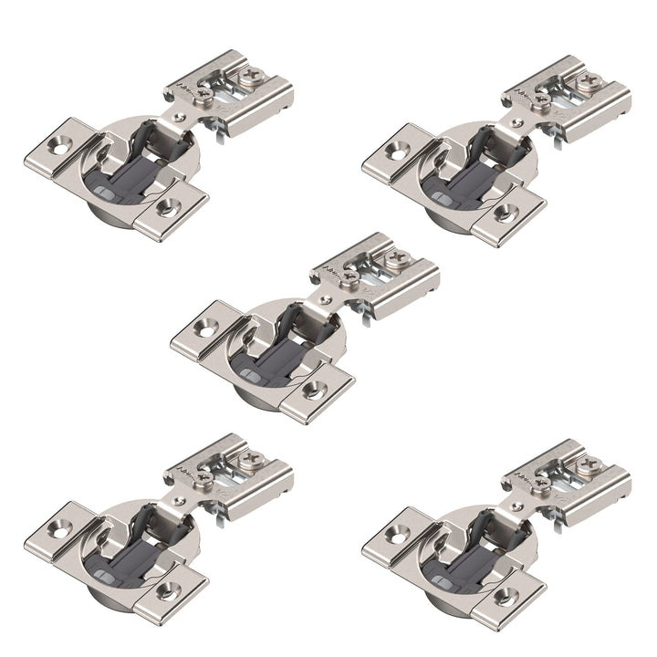 Blum COMPACT BLUMOTION Hinge (5 Pack), 1/2" Overlay, 105° Opening Angle, Steel, Integrated Soft-Close Hinges for Face Frame Cabinets