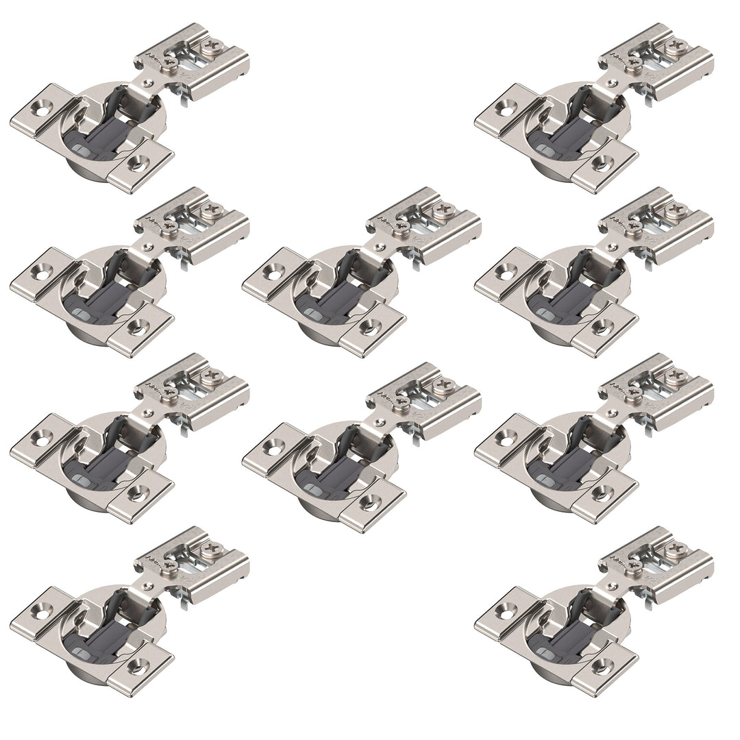 Blum COMPACT BLUMOTION Hinge (10 Pack), 1/2" Overlay, 105° Opening Angle, Steel, Integrated Soft-Close Hinges for Face Frame Cabinets