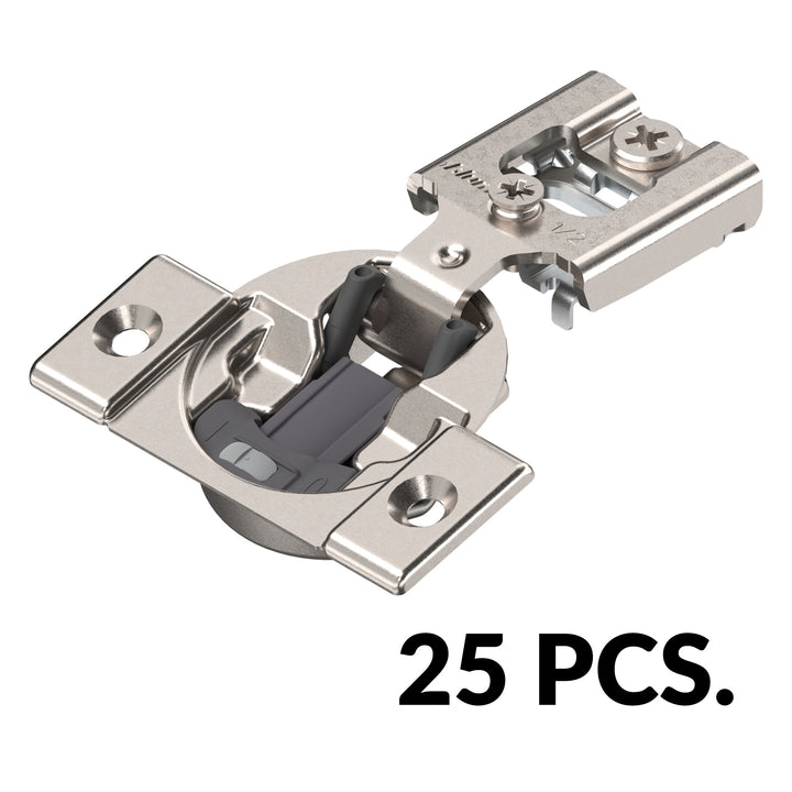 Blum COMPACT BLUMOTION Hinge (25 Pack), 1/2" Overlay, 105° Opening Angle, Steel, Integrated Soft-Close Hinges for Face Frame Cabinets