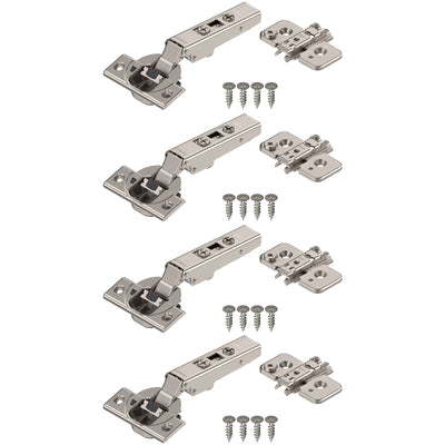 Blum CLIP top BLUMOTION Hinge Kit (2 Kits), Full Overlay, 110° Opening Angle, Steel, Soft Close Euro-Style Hinges with CLIP Mounting Plate for Frameless Cabinets