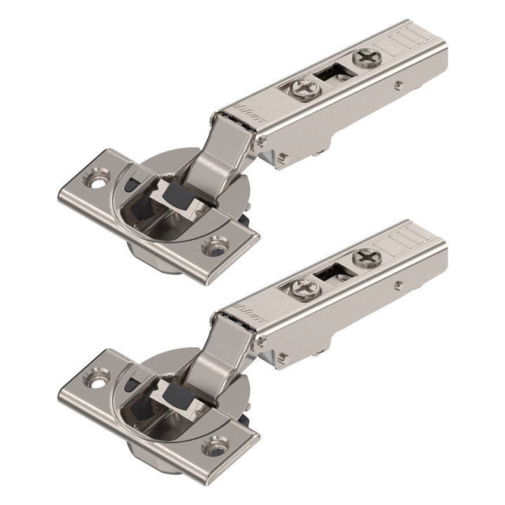 Blum CLIP top BLUMOTION Hinge Kit (2 Pack), Full Overlay, 110° Opening Angle, Steel, Soft Close Euro-Style Hinges with CLIP Mounting Plate for Frameless Cabinets