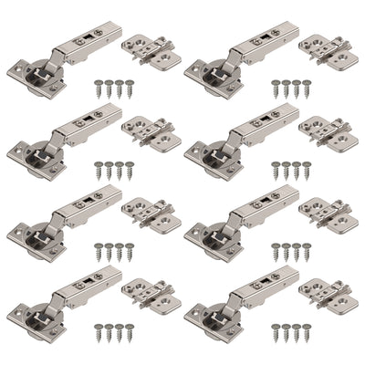 Blum CLIP top BLUMOTION Hinge Kit (4 Kits), Full Overlay, 110° Opening Angle, Steel, Soft Close Euro-Style Hinges with CLIP Mounting Plate for Frameless Cabinets