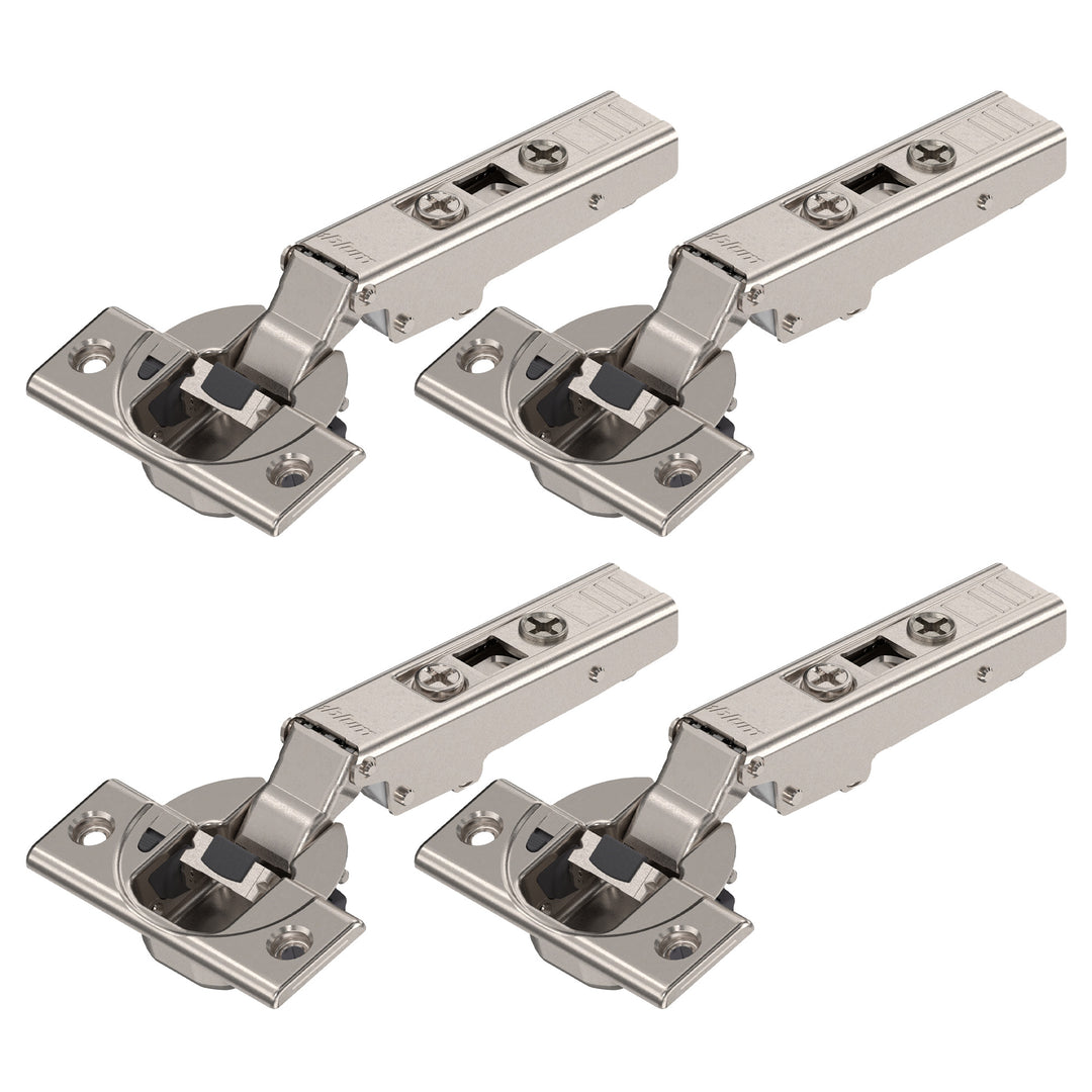 Blum CLIP top BLUMOTION Hinge Kit (4 Pack), Full Overlay, 110° Opening Angle, Steel, Soft Close Euro-Style Hinges with CLIP Mounting Plate for Frameless Cabinets