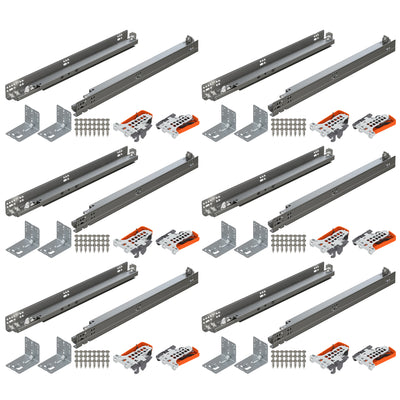 Blum TANDEM plus BLUMOTION Concealed Undermount Drawer Runner Kit (6 Kits), 18-Inch, Full Extension, Soft-Close, Steel, 100 lb. Load Capacity for Wood Drawers