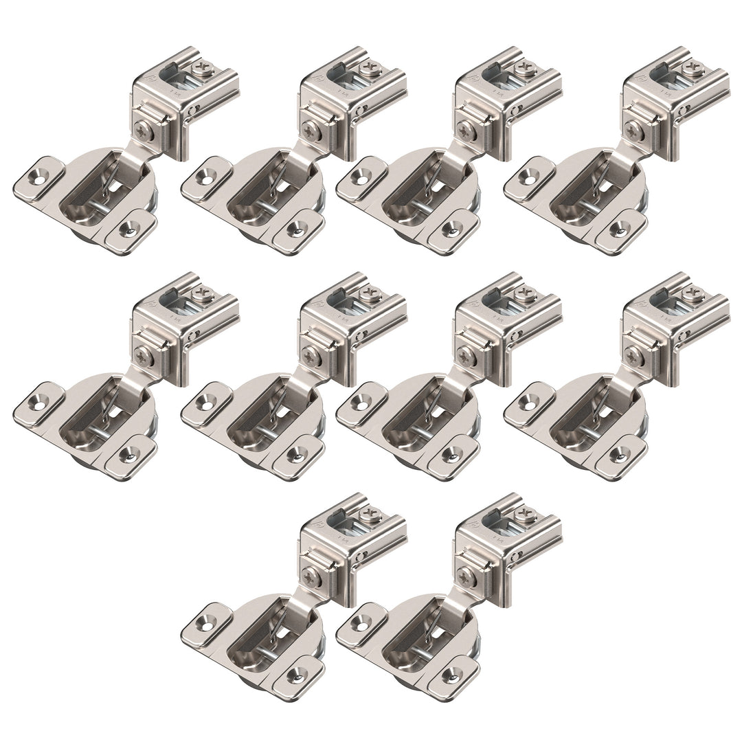 Blum COMPACT hinge (10 Pack), 1-1/4" Overlay, 110° Opening Angle, Steel, Concealed Hinges for Face Frame Cabinets