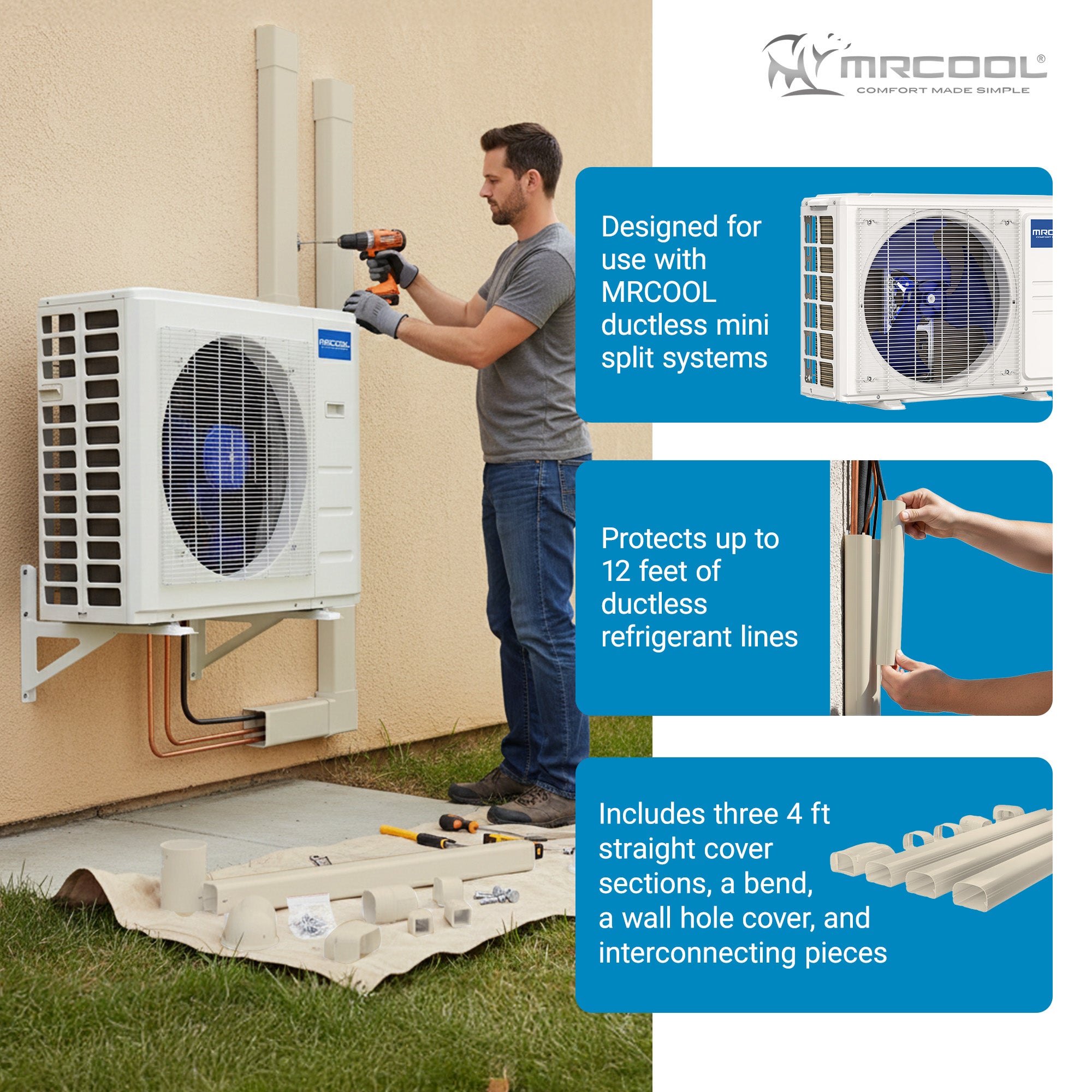MRCOOL LineGuard Line Set Cover for Ductless Mini Split System (For Parts) - VMInnovations