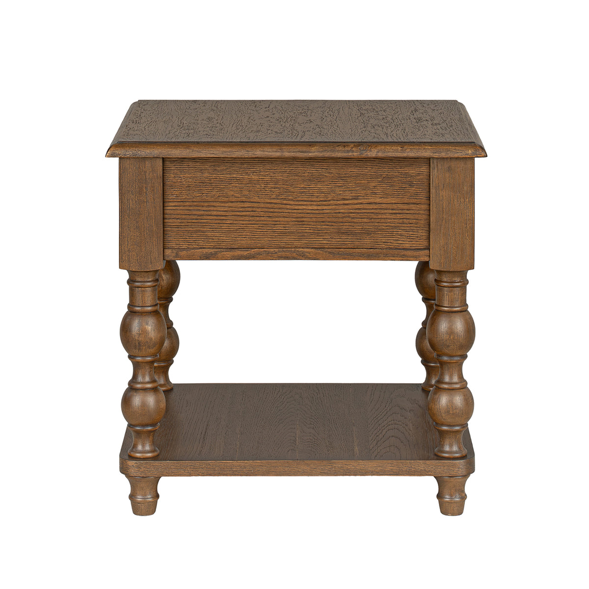 ROME + OAK Stratford Curved Leg End Table with Drawer and Shelf, Dark Brown Oak