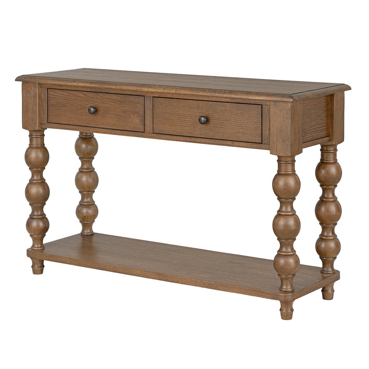 ROME + OAK Stratford Curved Leg Console Table with 2 Drawers, Dark Brown Oak