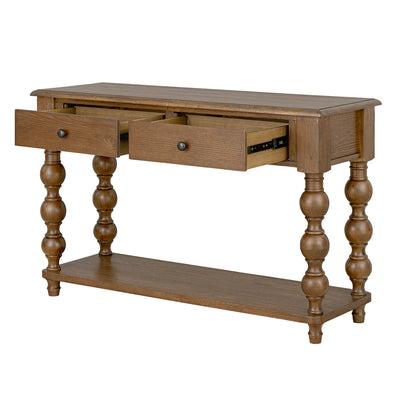 ROME + OAK Stratford Curved Leg Console Table with 2 Drawers, Dark Brown Oak