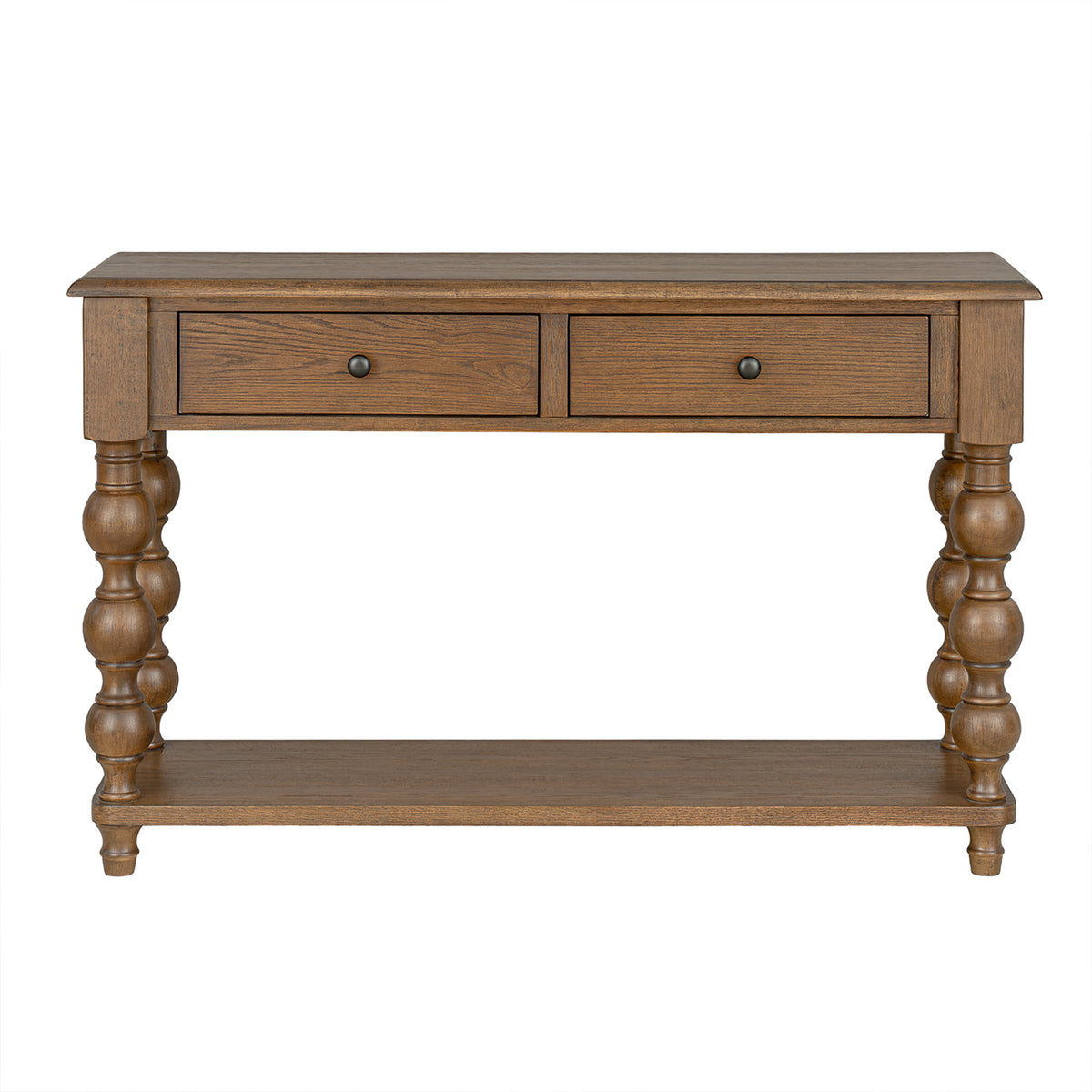 ROME + OAK Stratford Curved Leg Console Table with 2 Drawers, Dark Brown Oak