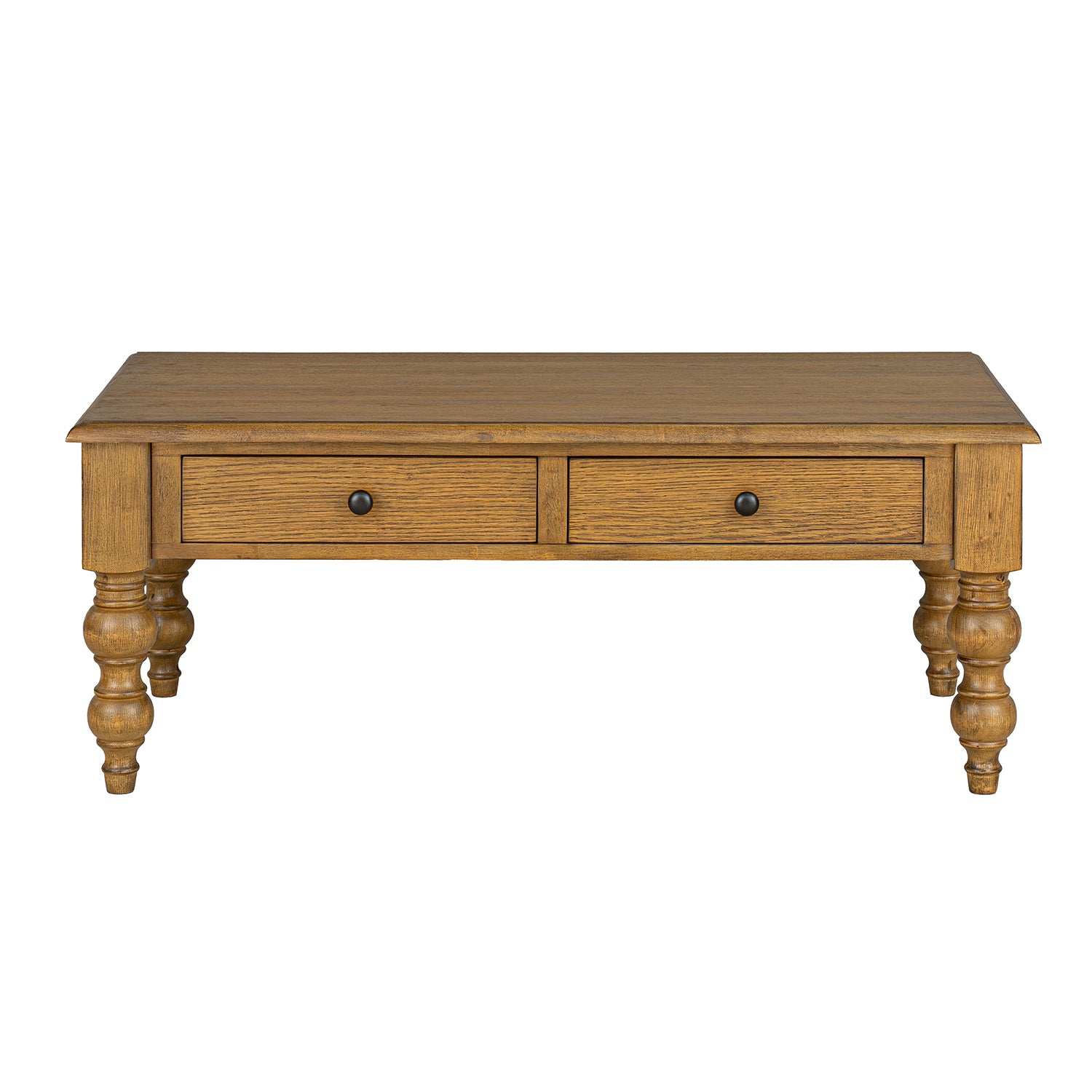 ROME + OAK Stratford Rectangular Wood Cocktail Table w/ Drawers, Natural Oak