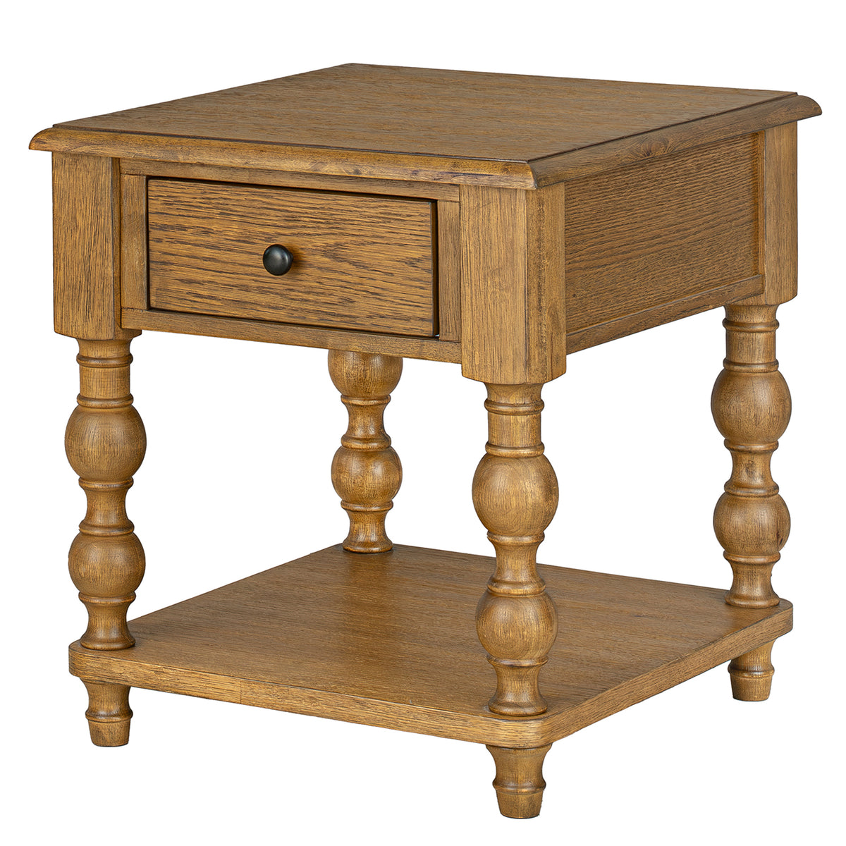 ROME + OAK Stratford Square Wood Coffee Table with Drawers, Natural Oak