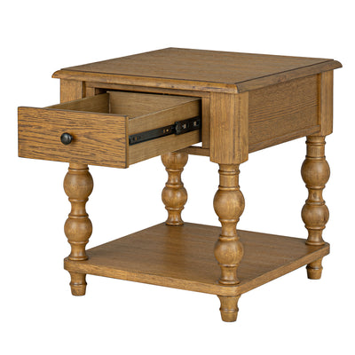 ROME + OAK Stratford Square Wood Coffee Table with Drawers, Natural Oak